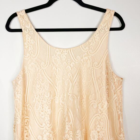 Soprano Large Coral Orange Lace Sleeveless ALine Dress Summer Casual Scoop Neck - Picture 2 of 8